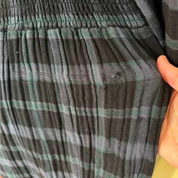 Madewell 100% Cotton Lightspun Long Sleeve Smocked Midi Plaid Dress Sz 2X ๐๐ - Picture 7 of 12